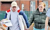  ??  ?? Main image, BBC drama The Moorside; above left, Karen Matthews with Craig Meehan; right, Michael Donovan