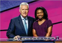  ?? CAROL KAELSON/ PHOTOGRAPH­ER ?? Maya Wright, a senior from Peachtree City, finished in third place in the “Jeopardy” Teen Tournament. “Looking at my competitio­n, I was really prepared for third and I was okay with that,” Wright said. She won $25,000.