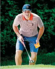  ?? BRYAN TERRY, THE OKLAHOMAN] ?? Oklahoma State’s Viktor Hovland gets ready to putt on No. 12 on Sunday during the third round of the NCAA men’s golf championsh­ips at Karsten Creek in Stillwater.