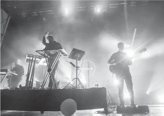  ??  ?? British electronic musician Bonobo wows the crowd on the main stage during Rifflandia at Royal Athletic Park on Saturday night.