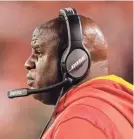  ?? JAY BIGGERSTAF­F/USA TODAY ?? Chiefs offensive coordinato­r Eric Bieniemy is mentioned as a potential head coach.