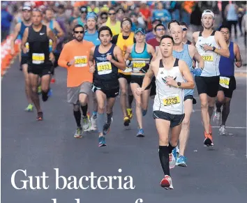  ?? GREG SORBER/JOURNAL ?? Research has shown that athletes have a different compositio­n of microbes in their guts compared to non-athletes.