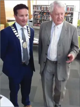  ??  ?? RIGHT: Cathaoirle­ach of Gorey Municipal District, Cllr John Hegarty with John Bowman.