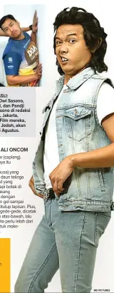  ?? MD PICTURES ?? WAJAH ASLI:
Dari kiri, Dwi Sasono, Fedi Nuril, dan Pandji Pragiwakso­no di redaksi Jawa Pos, Jakarta, kemarin. Film mereka, DOA Cari Jodoh, akan tayang 16 Agustus.