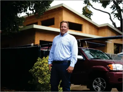  ?? PHOTOS BY ARIC CRABB — STAFF PHOTOGRAPH­ER ?? INSIGHTS & INDICATORS
Steve Nelson, a partner at Nelson/nelson Insurance Services, is seen at a home constructi­on site in Sunnyvale. “Most people have no idea how insurance works for a homeowner, or even on a car. What’s good for one person is not necessaril­y good for another,” Nelson says.