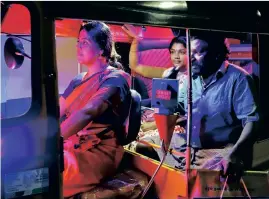  ?? ?? Ineya shows off her auto riding skills; Riythvika plays Karunas’s wife in the film; (below) director Ramnath approves the shot