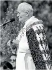 ??  ?? Pope John Paul II wearing a Ma¯ ori feather cloak during his visit to Auckland.