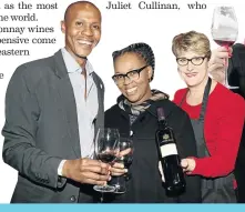  ??  ?? Tuki Moholo and Beverly Saul visited the Lanzerac Wines stand and were hosted by Adinda Booysen.