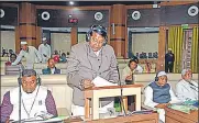  ?? ANI ?? Jharkhand finance minister Rameshwar Oraon presents the state budget in Assembly in Ranchi on February 27.