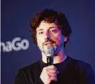  ?? Lee Jin-man/ Associated Press ?? Google co-founder Sergey Brin speaks in 2016. A lawsuit accuses Brin of wrongful death and interferin­g with the recovery of the remains of the pilots who flew his plane that crashed last year near Half Moon Bay.