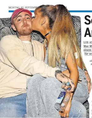  ?? WIREIMAGE ?? Mac Miller und Ariana Grande waren von 2016 bis 2018 ein Paar.