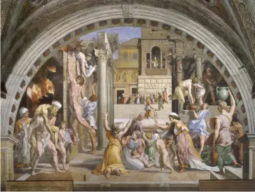  ??  ?? 3. The Fire in the Borgo, 1514, in the Stanza dell’Incendio, Raphael, fresco. Vatican Museums, Vatican City