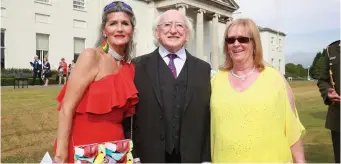  ??  ?? President Higgins meets Gabriella O’Gorman and Angela Downey. Photo: Frank McGrath