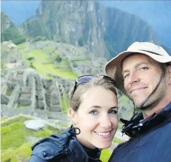  ?? MIKE AND ANNE HOWARD/THE ASSOCIATED PRESS ?? Anne and Mike Howard on a trek to Machu Picchu in Peru. The couple turned their extended honeymoon into a romantic personal adventure, which became a business.