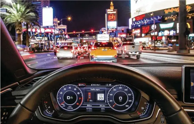 ?? Audi via New York Times ?? Audi’s Traffic Light Informatio­n system works with specially equipped traffic lights to let drivers know how long a red light will last.