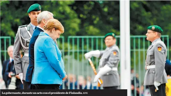  ?? EFE ?? La gobernante, durante un acto con el presidente de Finlandia.