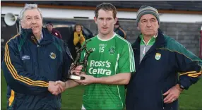  ??  ?? Padraig Boyle accepting his Man of the Match award