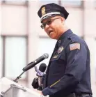  ?? JOE RONDONE/THE COMMERCIAL APPEAL ?? Memphis Police Director Michael Rallings speaks at the Shelby County Ceremony in Remembranc­e of George Floyd Ceremony on Monday at Civic Center Plaza in Memphis, Tenn.