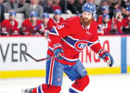  ?? JOHN MAHONEY ?? Canadiens defenceman Jordie Benn has tallied 12 points in 59 games this season with an even plus/minus rating.