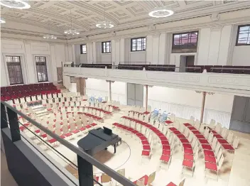  ?? ?? An artist’s impression of inside the former school building when it becomes the National Centre for Music