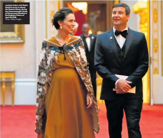  ?? Photo / Getty Images ?? Jacinda Ardern and Clarke Gayford arrive to attend the Queen’s Dinner during the Commonweal­th Heads of Government Meeting at Buckingham Palace on April 19, 2018.