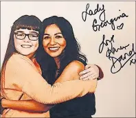  ?? THE CANADIAN PRESS/HO-FACEBOOK-KAREN DAVID MUSIC ?? Actress Karen David, right, hugs Manchester concert bombing victim Georgina Callander in this photo posted on Facebook.