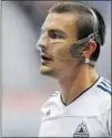  ?? GERRY KAHRMANN/ PNG FILES ?? Whitecaps player Alain Rochat is once again sporting a mask to protect a fractured nose.