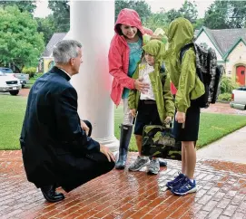  ?? Andrew D. Brosig/Associated Press ?? Tyler Bishop Joseph Strickland greets children on the first day of school in 2016. On Nov. 11, Pope Francis forcibly removed the firebrand conservati­ve.