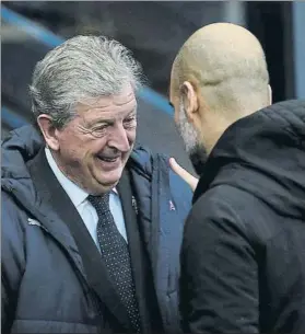  ?? FOTO: GETTY ?? Guardiola felicita a Hodgson tras el triunfo del Palace en el Etihad