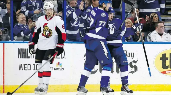  ?? MIKE CARLSON/GETTY IMAGES ?? The Tampa Lightning is seen as the most likely suitor for Erik Karlsson, although the Dallas Stars, Vegas Golden Knights and San Jose Sharks are interested.