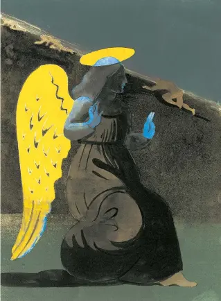  ?? ?? Arte
Milton Glaser, Purgatorio
© concession­e di Nuages Milano. Questa tavola, così come quella nella foto piccola in basso, fa parte della mostra Nel segno di Dante, tra illustrazi­one e fumetto, curata da Paola Persello e Bruno Testa, che è stata prorogata per la grande affluenza di pubblico e rimane aperta fino al 30 gennaio prossimo al Forte di Bard in Valle d’Aosta