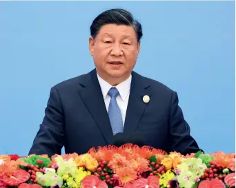  ?? ?? Chinese President Xi Jinping speaks at the opening ceremony of the Third Belt and Road Forum for Internatio­nal Cooperatio­n at the Great Hall of the People in Beijing on 18 October