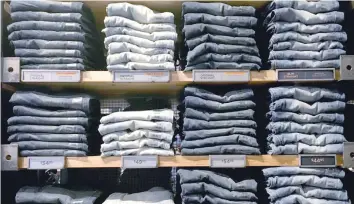  ?? — Reuters ?? Jeans are seen for sale in an American Eagle Outfitters retail store in Manhattan, New York.