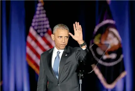  ?? PHOTO: REUTERS ?? US President Barack Obama waves to the crowd after giving his farewell address at McCormick Place in Chicago.