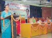  ?? HT PHOTO ?? Rita Bahuguna Joshi at Avadh Girls’ Degree College on Friday.