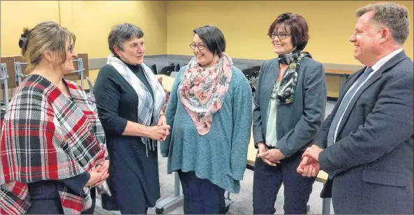  ?? ERIC BOURQUE ?? Among those on hand for the April 10 event where the Yarmouth County Community Health Board presented its wellness funds, from left, Heather MacDonald, Esther Saulnier, Emily Fiander, Belinda Conrad, Tony Dorrian. MacDonald and Dorrian are health board...