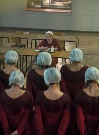  ??  ?? Teachable Moments “The Handmaid's Tale” offers glimpses at the state of the world that allowed Gilead to come to be.