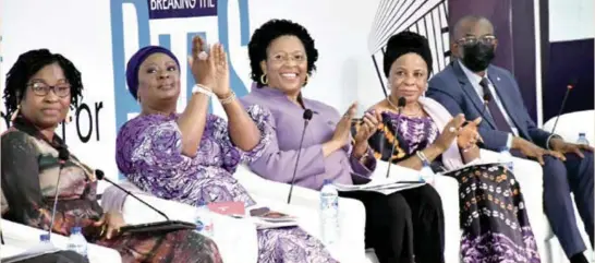  ?? ?? L-R:Yemisi Edun, managing director/CEO, FCMB; Ronke Sokefun, chairman, NDIC board of directors; Emily Osuji, executive director, corporate service, NDIC; Daine Okonta, board member, NDIC; and Edwin Esangbade, director, human resources , NDIC, during the NDIC internatio­nal Women’s Day celebratio­n in Abuja, recently