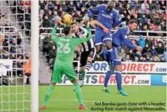  ??  ?? Sol Bamba goes close with a header during their match against Newcastle.