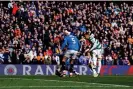  ?? ?? Celtic’s Adam Idah fires home to put Celtic 3-2 ahead late on. Photograph: Andrew Milligan/PA