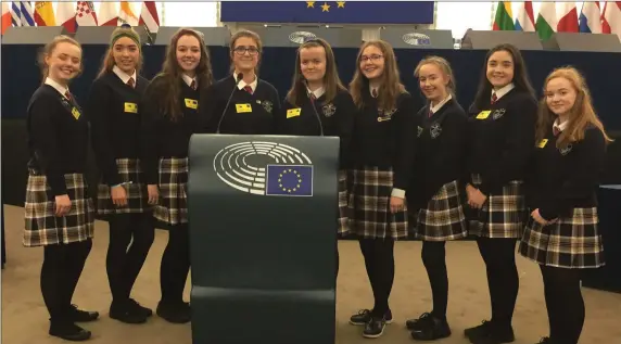  ??  ?? Mercy College students pictured during their recent trip the Euroscola event at the European Parliament in Strasbourg.