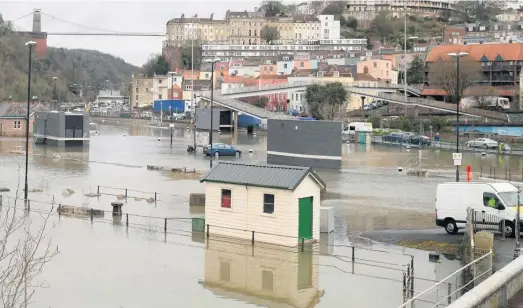  ??  ?? Flooding in Bristol, March 2020 - the widespread flooding of March 2020 was the highest tidal event in Bristol since records began
Photograph: James Beck