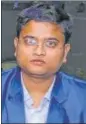  ?? HT ?? Charted accountant Abhishek Singhal of Bharatpur, accused of operating a racket of fake firms, is in the custody of anti-evasion team of CGST .