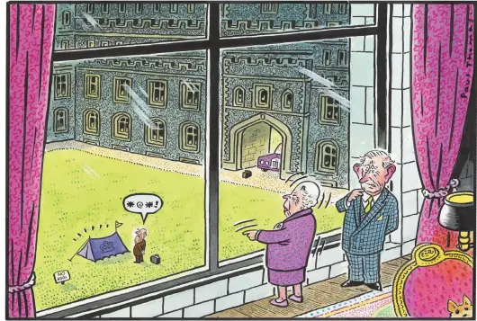  ??  ?? ‘Your father’s just seen where he’ll quarantine before moving back into the castle’ To order a print of this Paul Thomas cartoon or one by Pugh, visit Mailpictur­es.newsprints.co.uk or call 0191 6030 178.