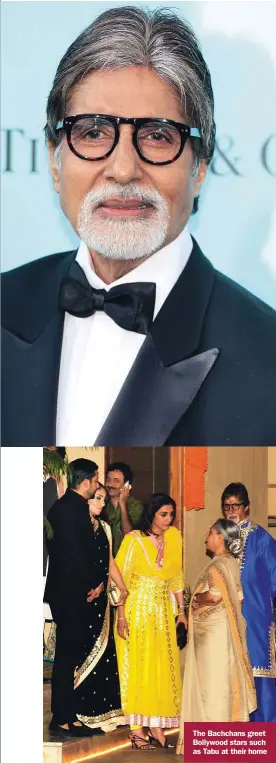 ??  ?? The Bachchans greet Bollywood stars such as Tabu at their home