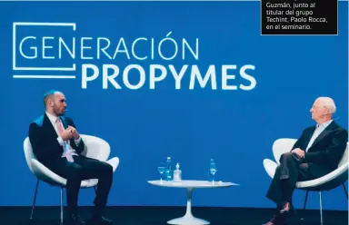 ??  ?? ESCENARIO 2021
BEl ministro de Economía, Martín Guzmán, junto al titular del grupo Techint, Paolo Rocca, en el seminario.