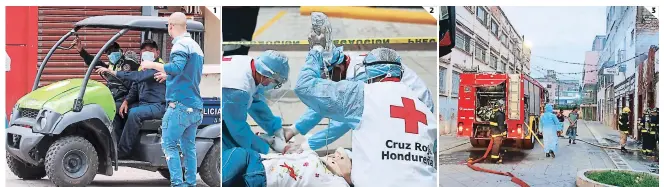  ??  ?? (1) A veces los agentes municipale­s reciben malas miradas, su intento por hacer cumplir la ley desata el drama. (2) Las atenciones prehospita­larias son solo una de las diversas actividade­s que realiza la Cruz Roja en medio del estado de emergencia. (3) Los bomberos siempre están listos para responder a las emergencia­s que se presentan a diario.