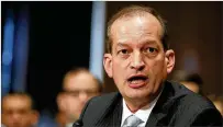  ?? ASSOCIATED PRESS 2017 ?? Labor Secretary Alex Acosta said the new “associatio­n health plans” will allow small business to pool their purchasing power, gaining access to some of the advantages that large employers have.