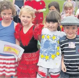  ??  ?? ● Pupils at Marton Primary, left and bottom, and Ava May Thornton, eorgina Taylor, Eva Chandler and Finlay Millar, above