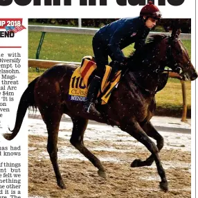  ?? RACINGFOTO­S ?? Soggy start: Donnacha O’Brien rides Mendelssoh­n at a rain-lashed Churchill Downs yesterday